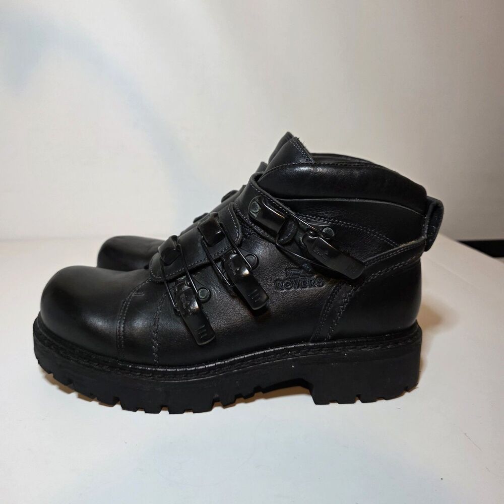 Vintage Rovers Heavy Combat Motorcycle Riding Boots Mens Size 45 Roller Buckles